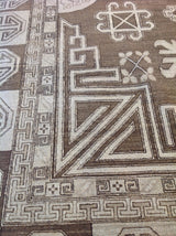 Brown Geometric Design Wool Area Rug