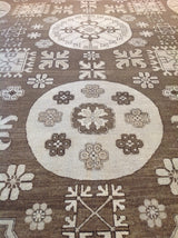 Brown Geometric Design Wool Area Rug