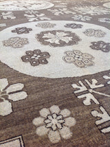 Brown Geometric Design Wool Area Rug