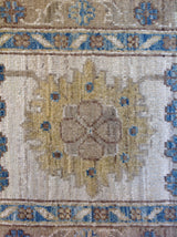 Tan and Blue Afghan Rug