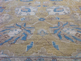 Tan and Blue Afghan Rug