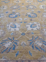 Tan and Blue Afghan Rug