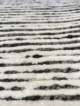 Ivory and Charcoal Stripe Cut and Loop Area Rug