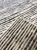 Ivory and Charcoal Stripe Cut and Loop Area Rug