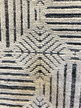 Ivory and Charcoal Geometric Pattern Area Rug