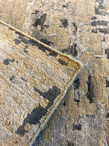 Steel Blue and Beige Abstract Area Rug