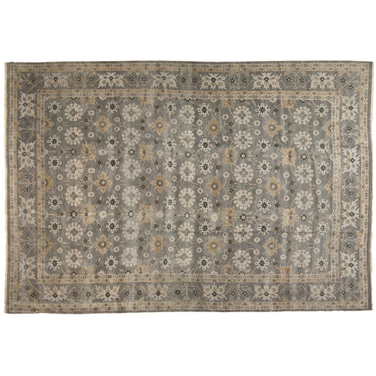 Taupe Floral Tabriz Rug