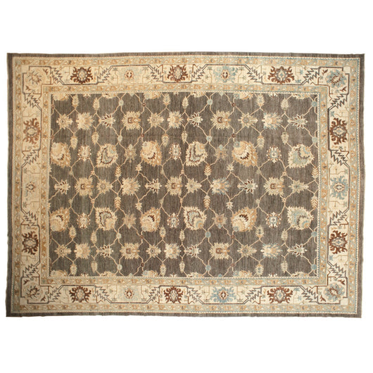 Brown Floral Afghan Rug