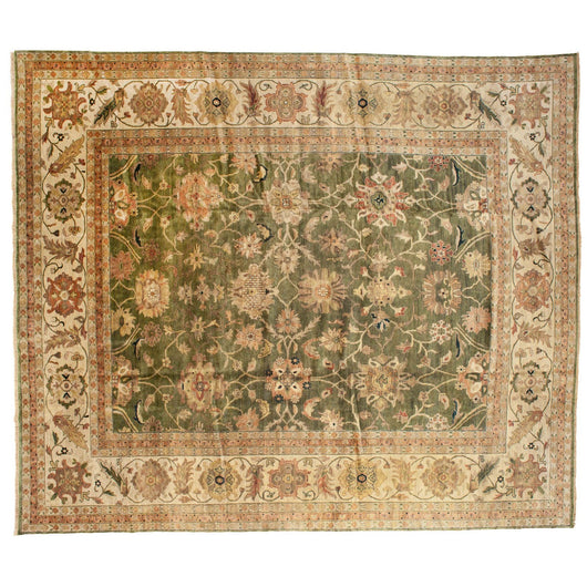 Green Floral Oushak Rug