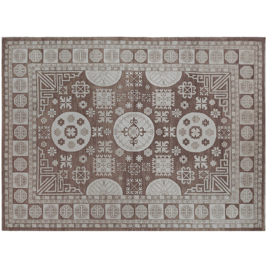 Brown Geometric Design Wool Area Rug