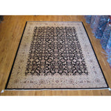 Black Pakistani Traditional Style Wool Area Rug