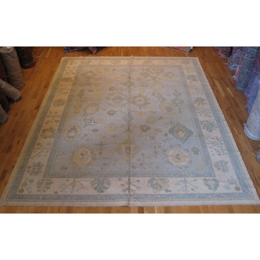 Light Blue and Gold Turkish Rug