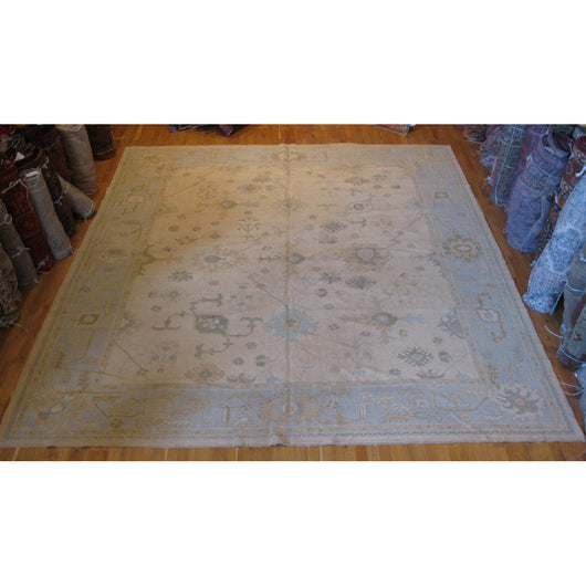 Light Blue and Ivory Turkish Rug