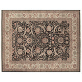 Brown Floral Traditional Style Wool Area Rug