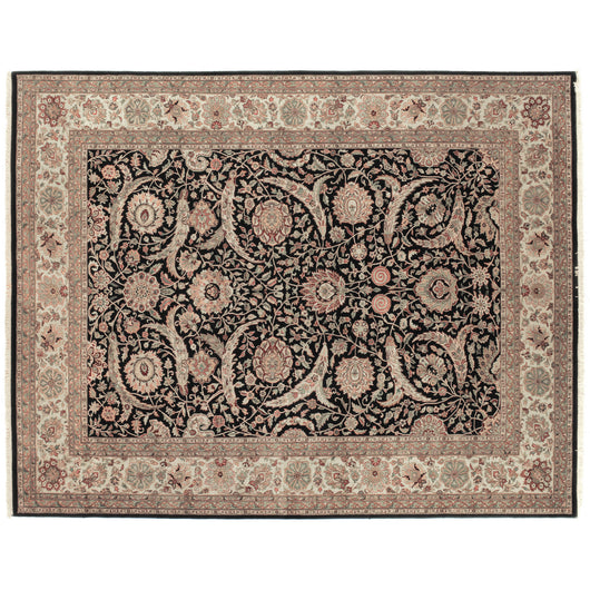 Brown Floral Traditional Style Wool Area Rug