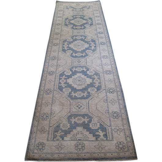Beige and Blue Medallions Runner