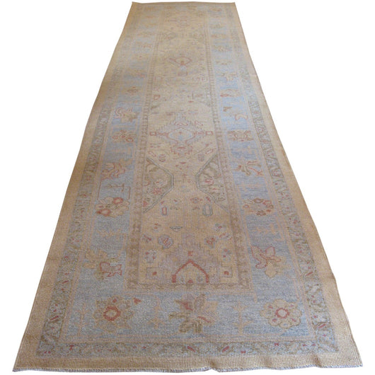 Light Blue Turkish Oushak Runner