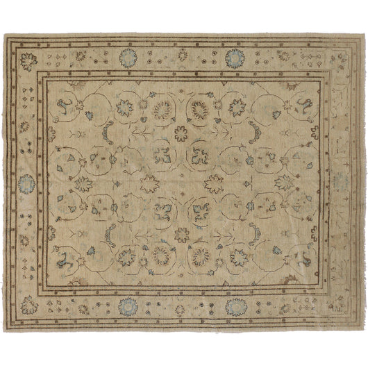 Beige, Brown and Teal Afghan Area Rug