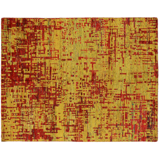 Red and Gold Contemporary Abstract Area Rug
