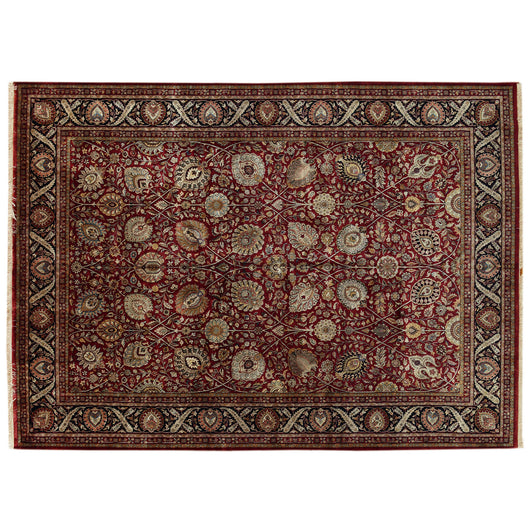 Traditional Kashan Style Rug in Red and Blue