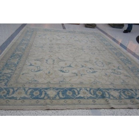 Blue and Ivory Afghan Rug