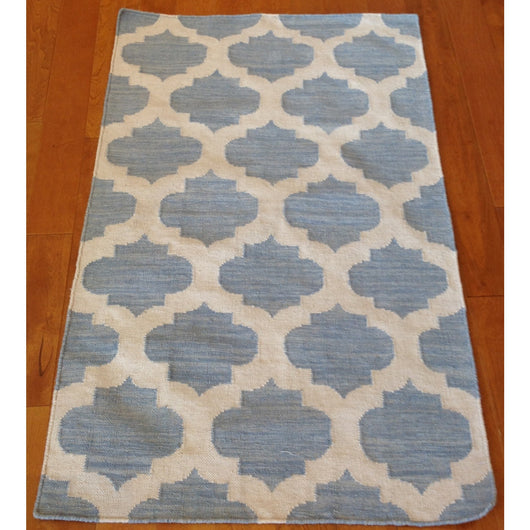 Pale Blue and Cream Kilim