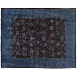 Blue and Brown Silky Wool Rug