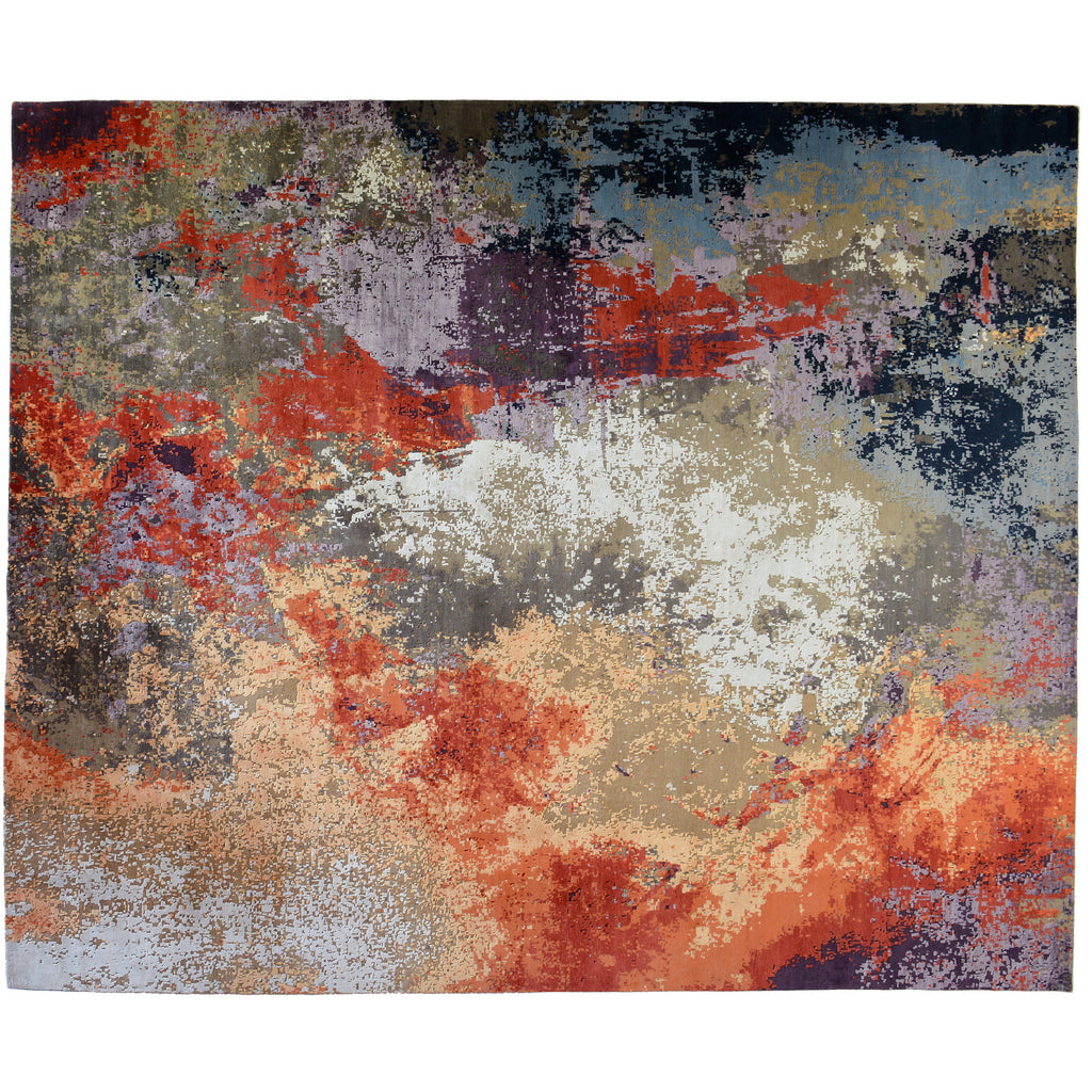 Abstract Rust and Silver Rug Aga John Oriental Rugs