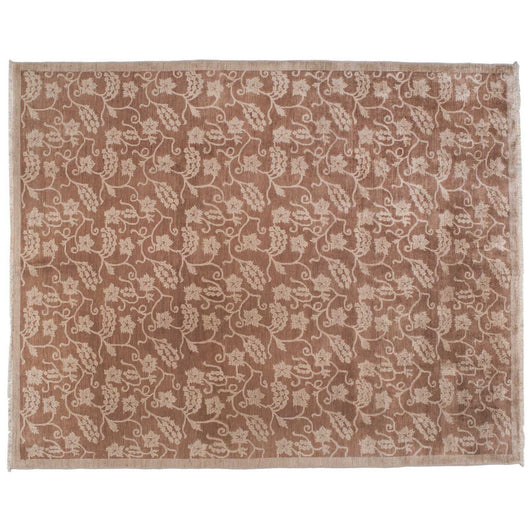 Traditional Pakistani Rust with Beige Floral Area Rug