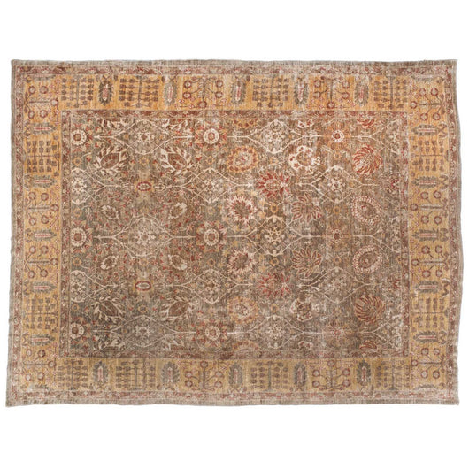 Gold and Brown Traditional Pakistani Area Rug