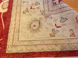 Red and Beige Traditional Pakistani Area Rug