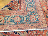 Red and Teal Rug in Traditional Pakistani Design