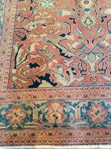 Red and Teal Rug in Traditional Pakistani Design