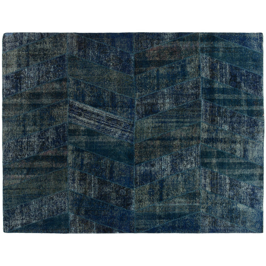 Patchwork Blue Overdyed Rug