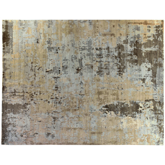 Gray and Tan Abstract Wool Area Rug