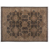 Beige and Black Agra Design Wool Area Rug
