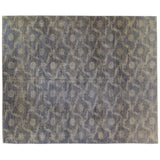 Blue Floral Stencil Design Wool and Silk Area Rug