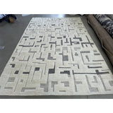 Cream and Grey Contemporary Wool Area Rug