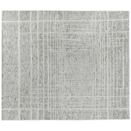 Ivory and Charcoal Geometric Design Area Rug