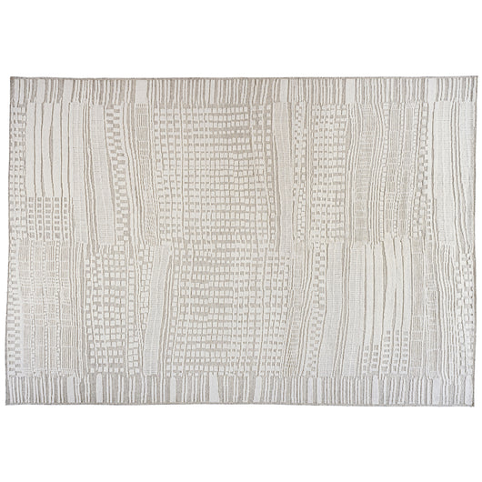 Ivory Geometric Cut and Loop Area Rug
