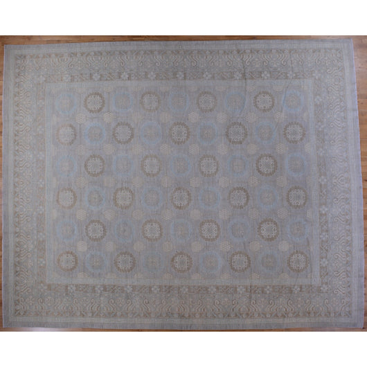 Light Blue and Ivory Pomegranate Design Rug