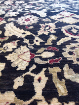 Black Pakistani Traditional Style Wool Area Rug