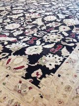 Black Pakistani Traditional Style Wool Area Rug