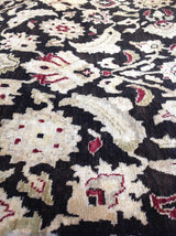 Black Pakistani Traditional Style Wool Area Rug