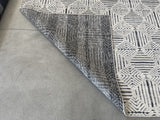 Ivory and Charcoal Geometric Pattern Area Rug