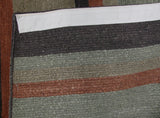 Charcoal and Rust Indian Wool Stripe Rug