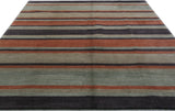 Charcoal and Rust Indian Wool Stripe Rug