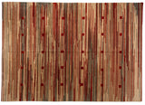 Red Stripe Tibetan Design Area Rug