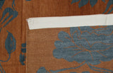 Rust and Blue Gray Floral Stencil Area Rug