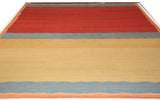Red, Gold and Blue Kilim Look Tibetan Design Rug